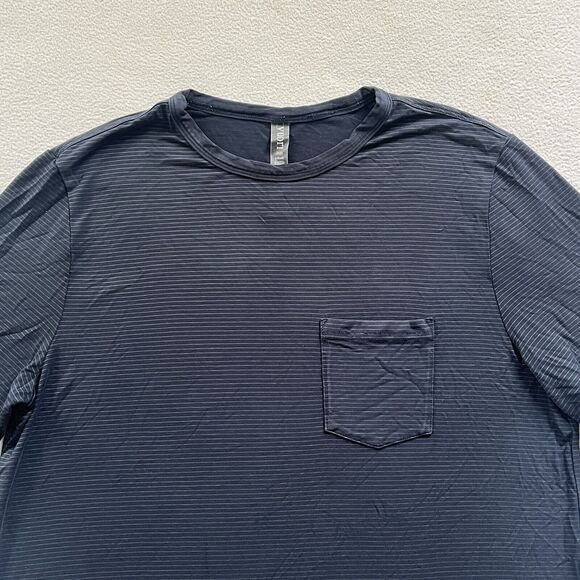 Vuori Shirt Men Ink Navy Blue Stripe Linear Tech Performance Short Sleeve Tee S - Picture 4 of 10